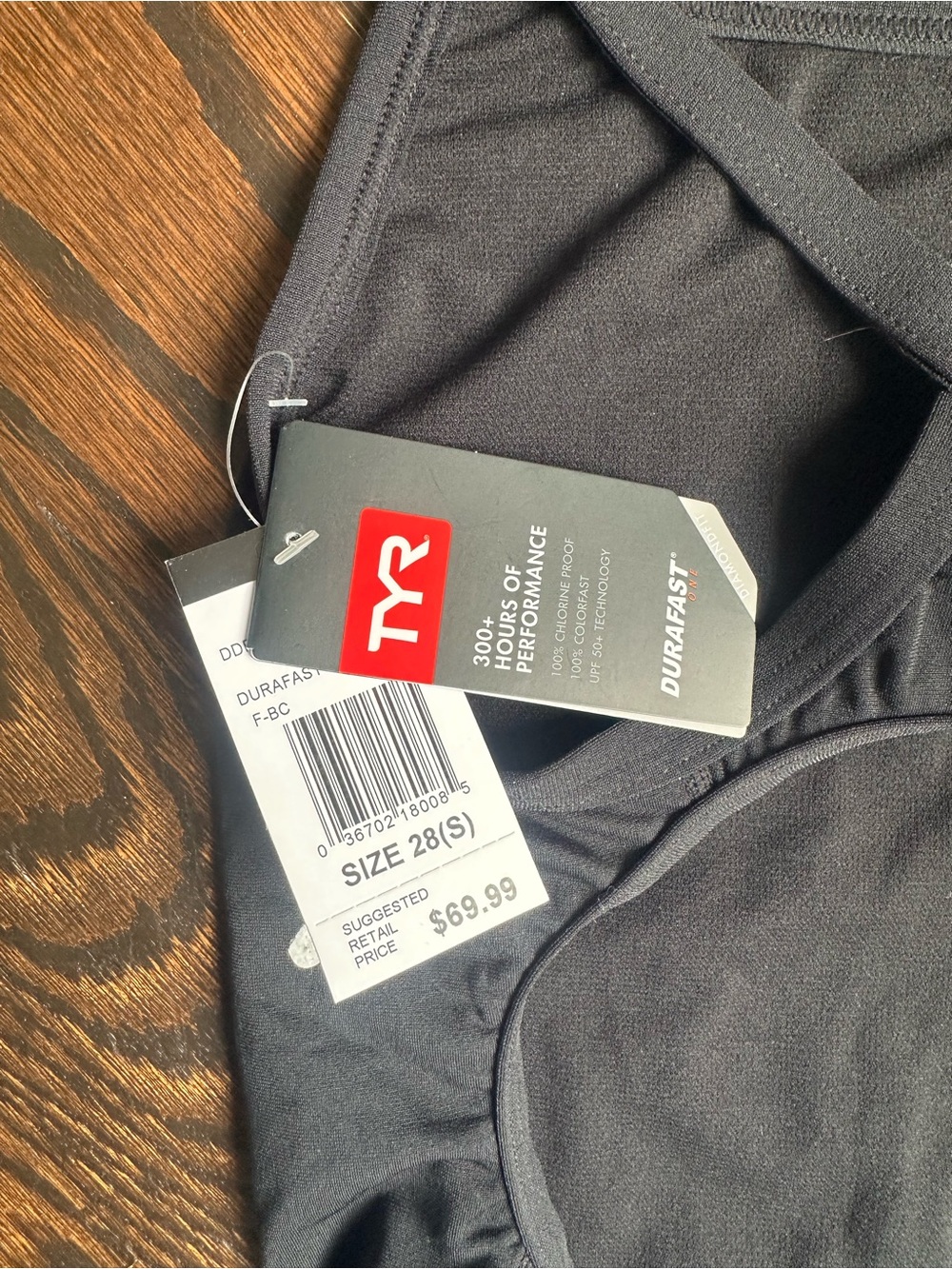 TYR Durafast Solid black One Piece swimsuit - Picture 3 of 3